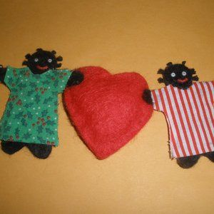 Adorable Handmade Ornament Sibling Love Black Americana
